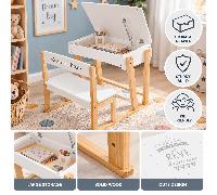 Escritorio infantil blanco con cajón integrado - Escritorio de madera para dormitorio, dibujo, y actividades creativas