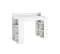 Escritorio informático con estante elevado y 2 bibliotecas 120 x 54 x 90 cm diseño clásico para oficina blanco 20_0008010