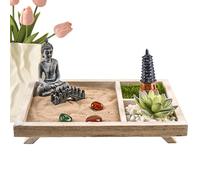 Escritorio jardín Zen, jardín Zen para Escritorio - Kit de Bandeja de de meditación Artesanía en Miniatura,Tablero de decoración Zen artística para el hogar, Entrada, Negocios, Sala de Estar, Sala de