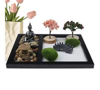 Escritorio jardín zen, jardín zen para escritorio | Kit de bandeja de de meditación Artesanía en miniatura | Meditación de mesa Decoración zen para entrada, sala de estar en el hogar, lugar de trabajo