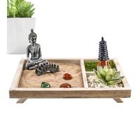 Escritorio jardín zen, jardín zen para escritorio, Meditation en miniatura Meditación de Arte Jardín de jardín, Meditación de mesa Decoración zen para entrada, sala de estar en el hogar, lugar de trab