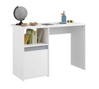 Miroytengo Escritorio Juvenil Germain con 1 Puerta, 1 Estante, Blanco Mate y Gris, 110cm - Diseño Moderno y Funcional