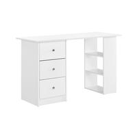 [en.casa] Escritorio Lemberg Escritorio con Cajones y Estantería Lateral de 3 Niveles Mesa Ordenador Tablero Rectangular Aglomerado 72 x 120 x 49 cm - Blanco