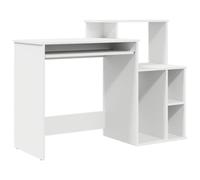 Escritorio Magali Blanco MDF Reversible 2 en 1 con Estantes, Bandeja y Mueble Auxiliar