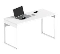 briebe Escritorio, Mesa de Ordenador Oficina, Estudio, Patas Estructura Metálica 76x135x60cm (Alto x Ancho x Profundo) Diseño Industrial, Desk, Smuk Blanco Atlas