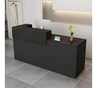 Escritorio moderno con Der Sto 39-95 en la parte delantera para salón, oficina, hotel y tiendas minoristas, diseño de esquina derecha, color negro, 150 x 60 x 100 cm