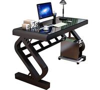 Escritorio moderno de cristal templado negro para estudiante para oficina en casa, fácil instalación, tamaño 80 cm, escritorio de computadora simple y elegante