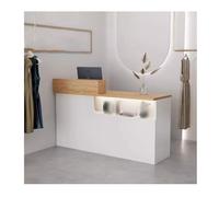 Escritorio moderno de recepción elegante de madera de 100 cm para salón de belleza o tienda de ropa. Elegante diseño lateral derecho, perfecto para ventas y servicio al cliente