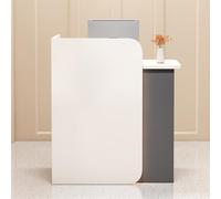 Escritorio moderno en forma de L con cajón con cerradura y luces LED, perfecto para oficina, salón de belleza, área de recepción y salida, diseño elegante y funcional