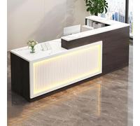 Escritorio moderno en forma de L de 180,3 cm a la izquierda, elegante acabado de madera, 2 cajones con cerradura, superficie brillante, perfecto para la oficina y el hogar, solución elegante de