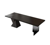 Escritorio Moderno Escritorio Minimalista y Elegante de Madera Maciza con Tomas Corriente, Patas Elegantes un Moderno Escritorio Estudio Negro para estudiar(S)