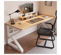 Escritorio moderno para computadora de oficina en casa, escritorio ejecutivo para juegos con patas de acero al carbono, elegante acabado blanco, diseño simple para estudio y dormitorio (160 x 60 cm)