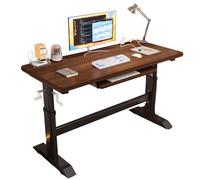 Escritorio moderno y simple para videojuegos, resistente, elevable, con parte superior gruesa, amplio espacio para las piernas para espacios pequeños, dormitorio, sala de estar, dormitorio, marrón