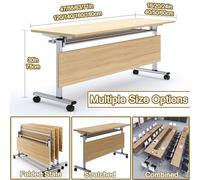 Escritorio Modular Plegable con Ruedas para formación: Mesa de conferencias Rectangular para Oficina y Sala de formación, Mueble de reuniones portátil y versátil.
