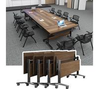 Escritorio Modular Plegable con Ruedas para formación - Mesa de conferencias Rectangular para Oficina, reuniones, talleres, aulas y Salas de formación - Diseño Compacto y portátil