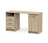 Escritorio monaco 3 cajones 1 puerta 1 estante y un hueco en color roble artisan de 135 cm para oficina y hogar