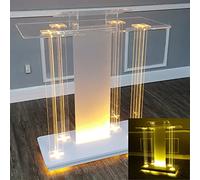 Escritorio móvil, atriles de acrílico con LED, soporte para atril de presentación con estante superior inclinado - Pyle, púlpito de iglesia, soporte para libros de aula para computadora portátil, at
