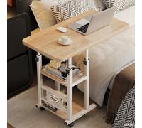 Escritorio móvil de pie de altura ajustable, mesa sobre cama con ruedas de 360°, bandeja de noche rodante para laptop, sala de estar,