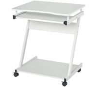 Escritorio móvil para ordenador Homcom: escritorio con ruedas, mesa para ordenador, teclado deslizante para tablet + estante, color blanco. Marfil