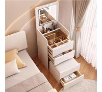 Escritorio multifuncional de maquillaje blanco con espejo y luces, 3 armarios de almacenamiento y taburete, elegante tocador para el hogar, belleza y aseo
