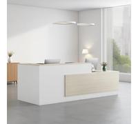 Escritorio multifuncional para oficina y salón de belleza, diseño lateral izquierdo (180 x 61 x 105 cm) elegante para un mejor servicio al cliente