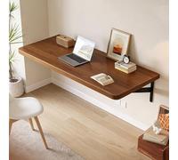 Escritorio Mural Plegable, Mesa Flotante De Madera Abatible 90°, Mesa De Ordenador Mural De 60/80/100/120cm Para Oficina En Casa, Dormitorio Y Espacios Reducidos, Nogal/natural(Walnut,60x40cm)