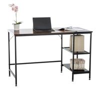 CLP Escritorio Oviedo De Madera con Estante Adosado I Mesa para Ordenador con Pies Ajustables En Altura, Color:Negro/marrón