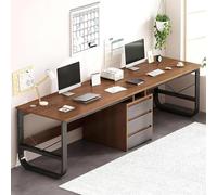 Escritorio para Computadora 2 Personas con 3 Cajone Escritorio Doble de Madera con Estante Metálico, Estante de Almacenamiento Mesa Oficina Eescritorio Gaming para Oficinas Estudios A,240*50*73CM