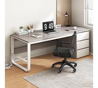 Escritorio para computadora con 3 cajones, estación de trabajo de madera para oficina en casa, escritorio de trabajo estable, mesa de estudio moderna para PC portátil (100 x 50 x 75 cm, gris)
