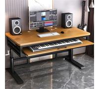 Escritorio para computadora de oficina con cableado organizado y estante para teclado, mesa elevadora de manivela, ideal para producción musical y estudio de grabación