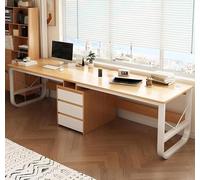 Escritorio para computadora, escritorio grande para dos personas con cajones, mesa de madera para escribir, mesa larga rectangular para sala de estar, escritorio extra largo. Wood color,240cm