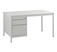 Escritorio para encargados, gris luminoso eurokraft basic, cajones: 1 x 140 mm, 1 x 280 mm