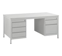 Escritorio para encargados, gris luminoso eurokraft basic, cajones: 4 x 140 mm, 1 x 280 mm