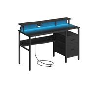 Escritorio para Juegos con Luces LED Negro Ébano