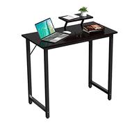 Escritorio para juegos de 100 x 50 x 74 cm con soporte extraíble para monitor pequeño, escritorio para laptop para oficina en casa y sala de estar, mesa de escritura de grano de madera marrón