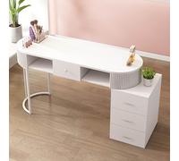 Escritorio Para Manicura de Manos de Artista，estación de Trabajo Moderna Para Manicura Y Pedicura Escritorio de Madera Para Salón de Belleza Y Spa Con Cajones Y Gabinete de Almacenamiento de 3 Nivel