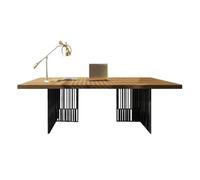 Escritorio para Sentarse y pararse Modern Home Office Desk, Industrial Style Executive Wooden Writing Table Workstation with Black Metal Frame Mesa de Estudio y Escritura(XL)