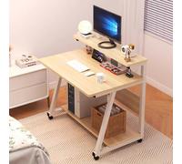 Escritorio pequeño moderno con soporte, mesa de estudio simple para oficina en casa, acabado de mesa de estudio de 80 cm, estación de trabajo compacta para una ordenación eficiente del espacio de