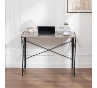 Escritorio Plegable Con MDF Y Metal, Mesa De Trabajo Compacta Y Portátil, Escritorio Para Ordenador Y Estudio, Mesa Multifunción Para Oficina En Casa Y Espacios Pequeños, Natural, 99x50x75 cm