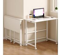 Escritorio plegable con ruedas, mesa plegable compacta para computadora, escritorio pequeño para oficina en casa con estante, ideal para estaciones de trabajo que ahorran espacio (100 x 50 cm)