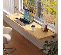 Escritorio plegable de madera montado en la pared para espacios pequeños, escritorio flotante compacto con soportes de estante, 120 x 30 cm / 47x12in, soluciones de lavandería y oficina en casa