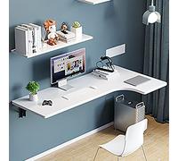 Escritorio plegable de madera para laptop, montado en la pared, para espacios pequeños, espacio de trabajo integrado, 90 x 60/36 x 24 pulgadas de profundidad, compacto y elegante