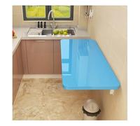 Escritorio plegable de pared compacto azul convertible para casas pequeñas y apartamentos, 50 x 40 cm, ideal para cocina, comedor y soluciones de vida eficientes