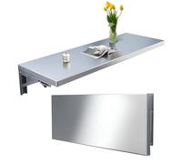 Escritorio plegable de pared de 100 x 25 cm de acero inoxidable que ahorra espacio, mesa flotante funcional para el hogar, oficina, lavandería, escritorio de pared compacto