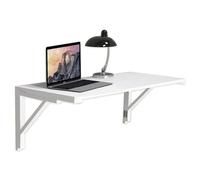 Escritorio plegable de pared de madera blanca for cocina, mesa plegable for desayunador con soportes, mesa de comedor flotante for espacios pequeños, computadora compacta, portátil, escritorio de pare