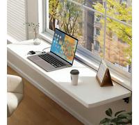 Escritorio plegable de pared que ahorra espacio, mesa flotante de madera con soportes de estante para ropa sucia en casa, oficina, lavandería, color blanco, 80 x 30 cm