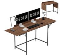 HOMCOM Escritorio plegable con 2 hojas abatibles 170x58cm Nogal