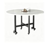 Escritorio Plegable, Mesa Comedor Redonda Extensible, con Ruedas Y Alas Abatibles, Mesas Plegables Portatiles, para Sala De Estar De Apartamento(White,47.3in)