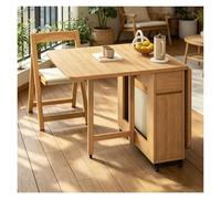 Escritorio Plegable, Mesa De Comedor Extensible De Madera, Cajones De Almacenamiento Y Ruedas con Freno, Conjunto Mesa Y Sillas Comedor para 4 Personas, para Cocina Compacta