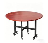 Escritorio Plegable, Mesa Redonda Extensible Comedor, con 6 Ruedas Y Alas Abatibles, Mesas Plegables Portatiles, para Sala De Estar De Apartamento(Red,59in)